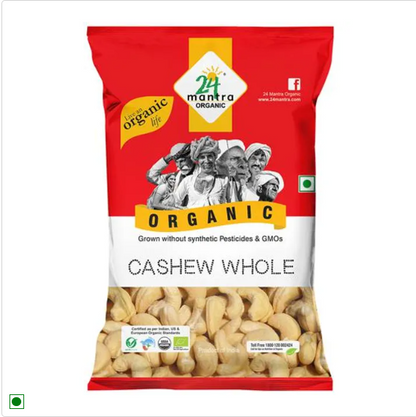 24 Mantra Organic Organic Cashew/Godambi - Whole, 100 g Pouch