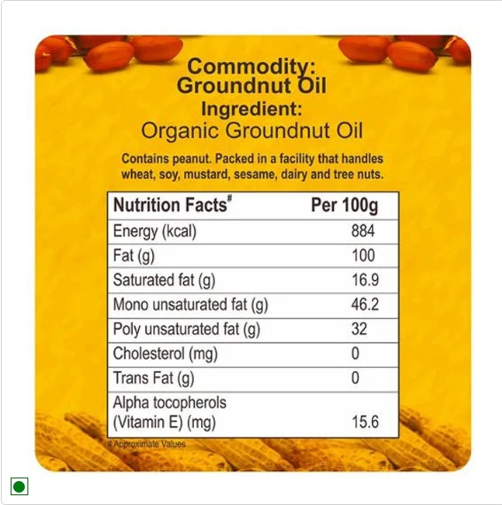 24 Mantra Organic Groundnut Oil, 3x1 L Multipack