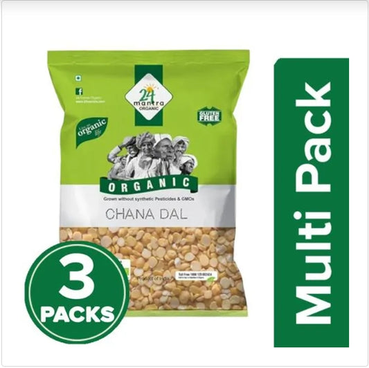 24 Mantra Organic Chana Dal, 3x500 g Multipack