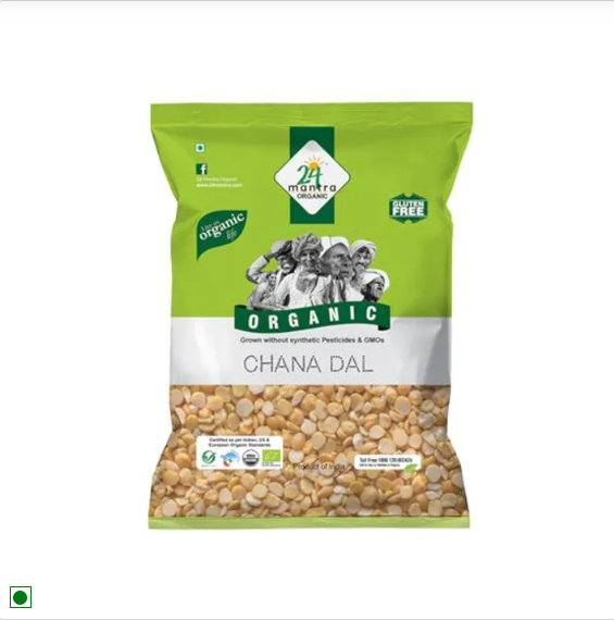 24 Mantra Organic Chana Dal, 3x500 g Multipack