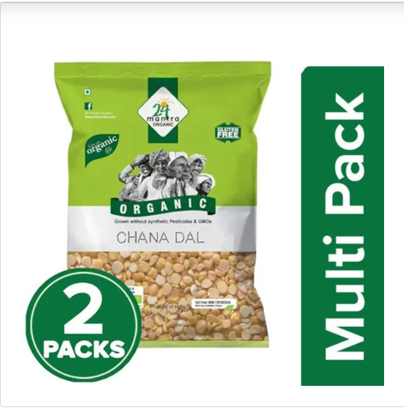 24 Mantra Organic Chana Dal, 3x500 g Multipack