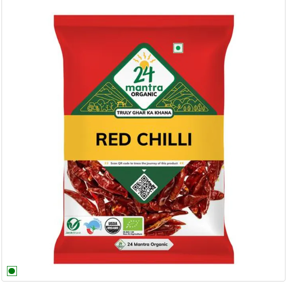 24 Mantra Organic Red Chilly, 100 g Pouch