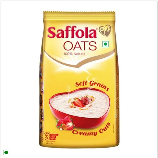 Saffola Oats - 100% Natural With High Protein & Fibre, Healthy Cereals, Creamy, 1 kg Pouch