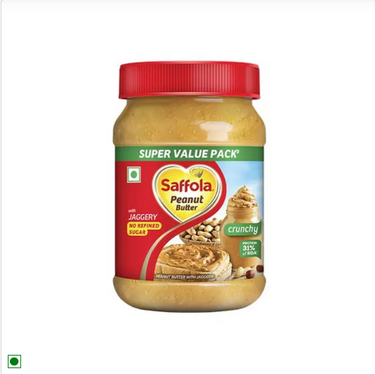 Saffola Peanut Butter With Jaggery, Crunchy - No Refined Sugar, 850 g Jar