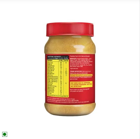 Saffola Peanut Butter With Jaggery, Crunchy - No Refined Sugar, 850 g Jar