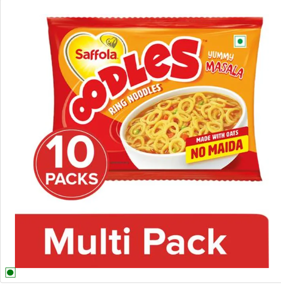 Saffola Oodles Ring Noodles - Yummy Masala, No Maida, Ready In 5 Mins, 2x212 g Multipack