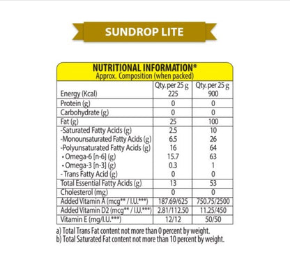 Sundrop Lite - Cooking Oil, 1 L Pet Bottle