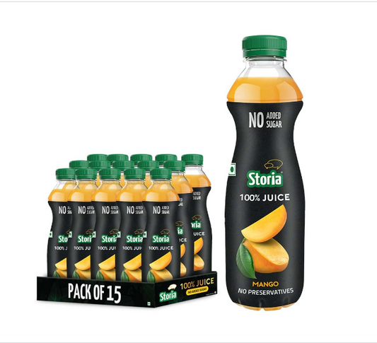 Storia 100% Juice Mango (Aam), No Added Sugar, No Added Preservatives -750ml (Pack of 15)