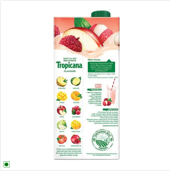 Tropicana Fruit Juice - Delight, Litchi, 1 L