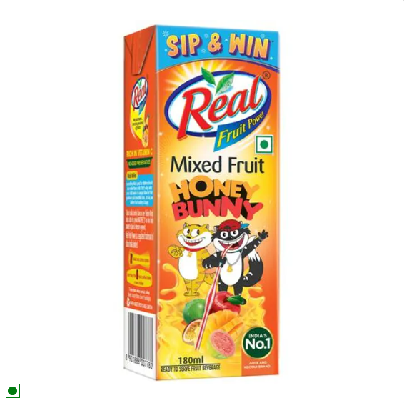 Real Fruit Power Juice - Mixed Fruit, Honey Bunny, 180 ml