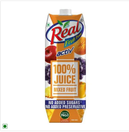 Real Activ 100% Mixed Fruit Juice - With No Added Sugar & No Added Preservatives, 1 L