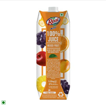 Real Activ 100% Mixed Fruit Juice - With No Added Sugar & No Added Preservatives, 1 L