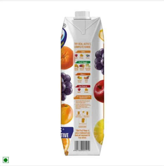 Real Activ 100% Mixed Fruit Juice - With No Added Sugar & No Added Preservatives, 1 L