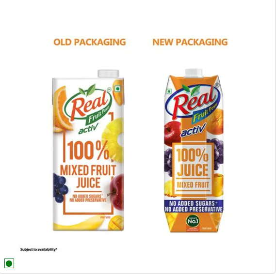 Real Activ 100% Mixed Fruit Juice - With No Added Sugar & No Added Preservatives, 1 L