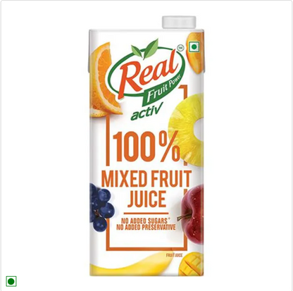 Real Activ 100% Mixed Fruit Juice - With No Added Sugar & No Added Preservatives, 1 L