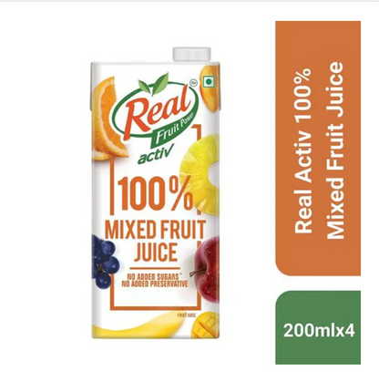 Real Activ 100% Mixed Fruit Juice - With No Added Sugar & No Added Preservatives, 1 L