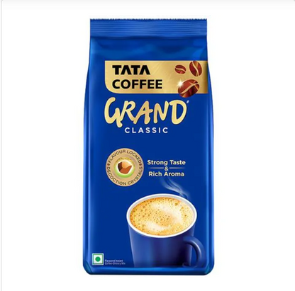 Tata Coffee Grand Classic Instant Coffee - Flavour Locked Decoction Crystals, Strong Taste & Rich Aroma, 200 g Pouch