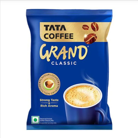 Tata Coffee Grand Classic Instant Coffee - Flavour Locked Decoction Crystals, Strong Taste & Rich Aroma, 200 g Pouch