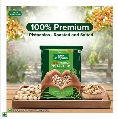 Tata Sampann 100% Premium Pistachios Roasted & Salted Rich In Protein| Phosphorus, & Dietary Fibre, Premium Nuts & Dry Fruits, 200 g Pouch