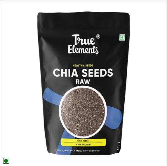 True Elements Raw Chia Seeds - May Help In Weight Loss, Rich In Omega 3, Zinc & Fibre, 500 g