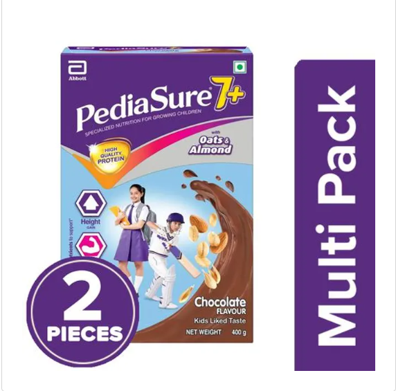 Pediasure 7+ Specialized Nutrition Drink Powder With Oats & Almonds - Chocolate Flavour, 2 x 400 g Multipack