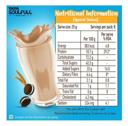 Tata Soulfull Nutri Drink+ For Kids - With Millets, Cookie & Cream Flavour, 200 g Box