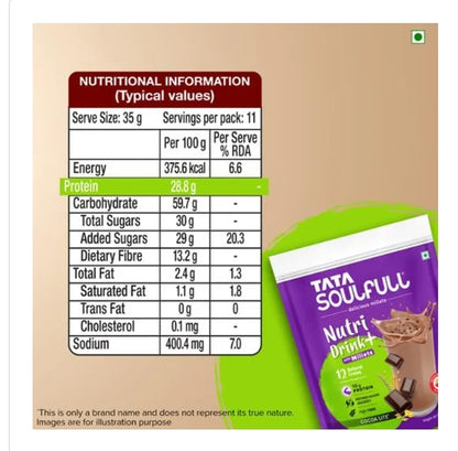 Tata Soulfull Nutri Drink+ - With Millets, Cocoa Lite Flavour, 400 g