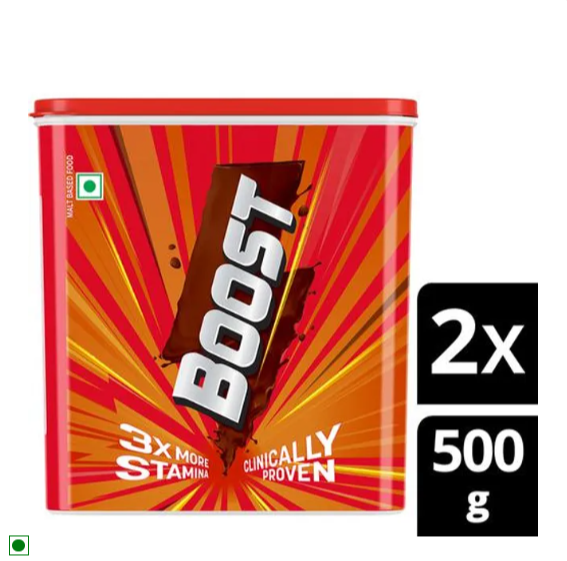 Boost Energy & Nutrition Drink - 3X More Stamina, 500 g (Pack of 2)