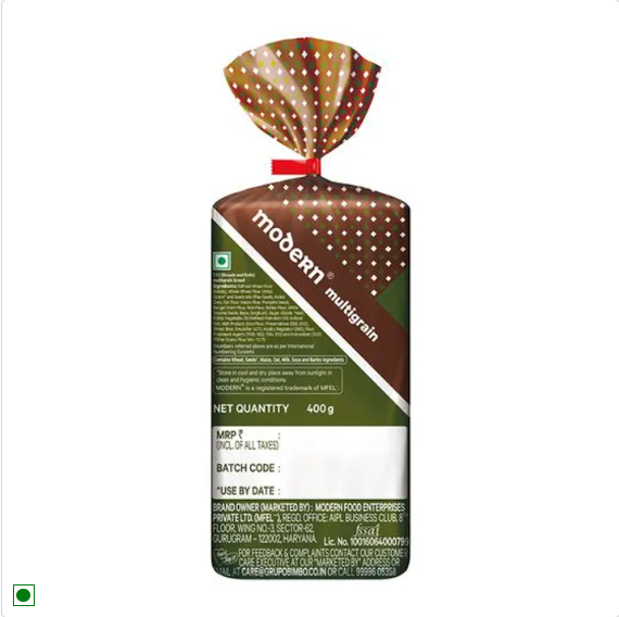MODERN Multigrain Bread - With Added Daliya, Sorghum & Bajra, 0% Trans Fat, 400 g