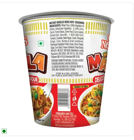 Nissin Food Cup Noodles Mazedaar Masala, 3x70 g Multipack