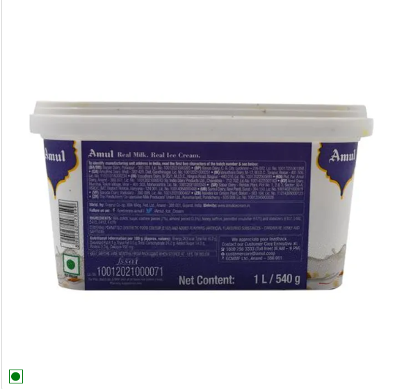 Amul Ice Cream - Rajbhog, 1 L Tub