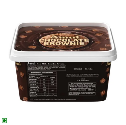 Amul Ice Cream - Chocolate Brownie, 1 L Tub