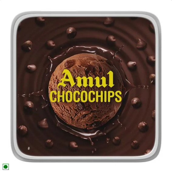 Amul Ice Cream - Choco Chips, Real Milk, 1 L Tub