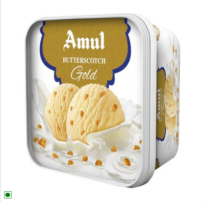 Amul Ice Cream - Gold, Butterscotch, 1 L Tub