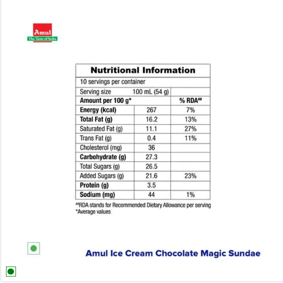 Amul Ice Cream - Chocolate Magic Sundae, 1 L Tub