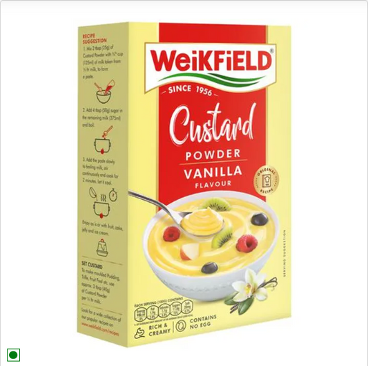 Weikfield Custard Powder - Vanilla Flavour,Best For Fruit Salads & Puddings, 100 g Carton