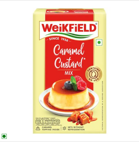 Weikfield Caramel Custard Mix - Caramel Flavor Sets Without Refrigeration - Contains No Eggs, 70 g Carton