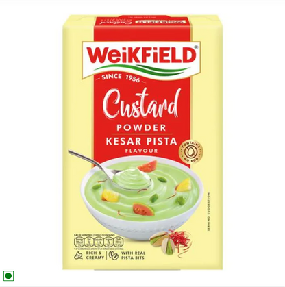 Weikfield Custard Powder - Kesar Pista Flavour, Makes Smooth & Creamy Custard, Contains Quality Ingredients, 75 g Carton