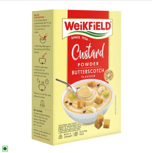 Weikfield Butterscotch Custard Powder - Makes Smooth & Creamy Custard Best For Fruit Salads & Puddings, 100% Vegetarian, 75 g Carton