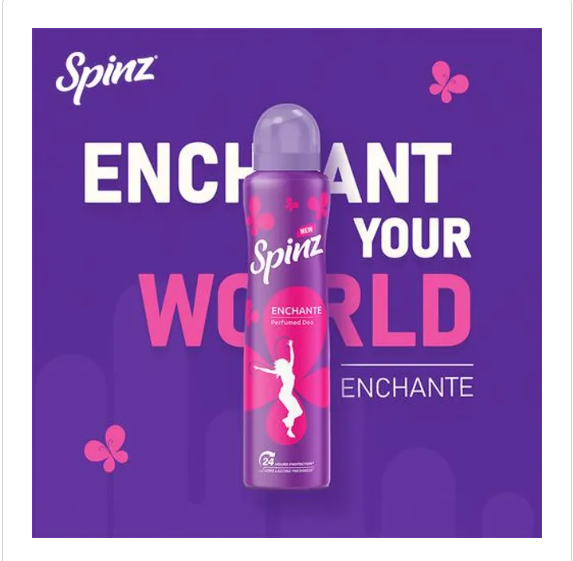 Spinz Enchante Perfumed Deo - International Fragrances, Long-Lasting Freshness & 24-Hour Protection From Odour, For Women, 200 ml