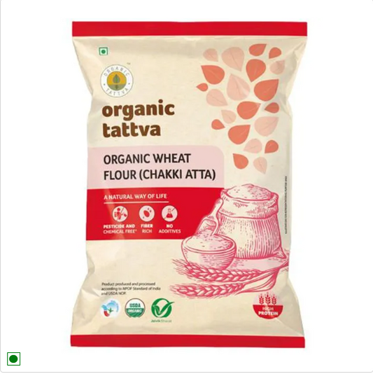 Organic Tattva Wheat Flour (Atta), 5 kg Pouch