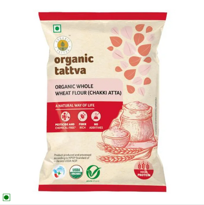 Organic Tattva Wheat Flour (Atta), 5 kg Pouch