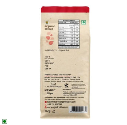 Organic Tattva Organic Suji, 500 g Pouch