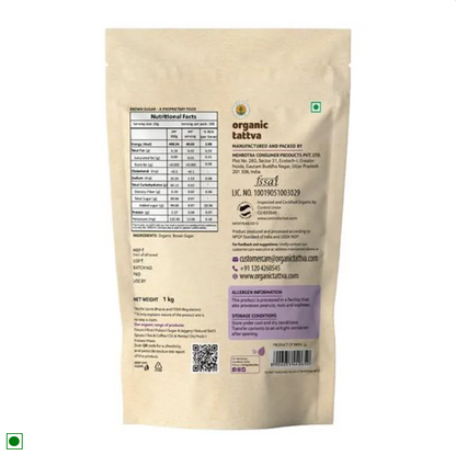 Organic Tattva Brown Sugar/Sakkare, 1 kg Pouch