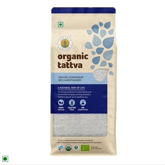 Organic Tattva Sonamasuri Rice/Akki - Hand Pounded, 1 kg Pouch