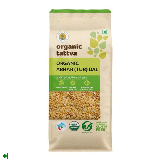 Organic Tattva Arhar/Toor Dal, 1 kg Pouch