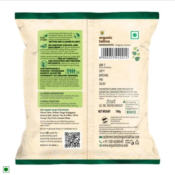 Organic Tattva Organic Seeds - Cumin, 100 g Pouch