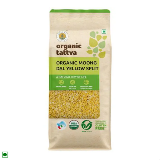 Organic Tattva Organic Moong Dal/Dhuli, 1 kg Pouch