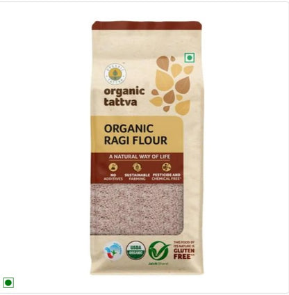 Organic Tattva Ragi Flour/Ragi Hittu, 500 g Pouch