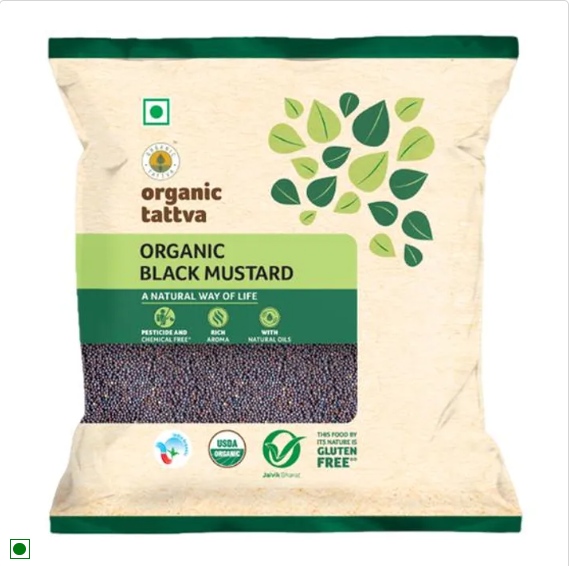Organic Tattva Organic Seeds - Black Mustard/Sasive, 100 g Pouch